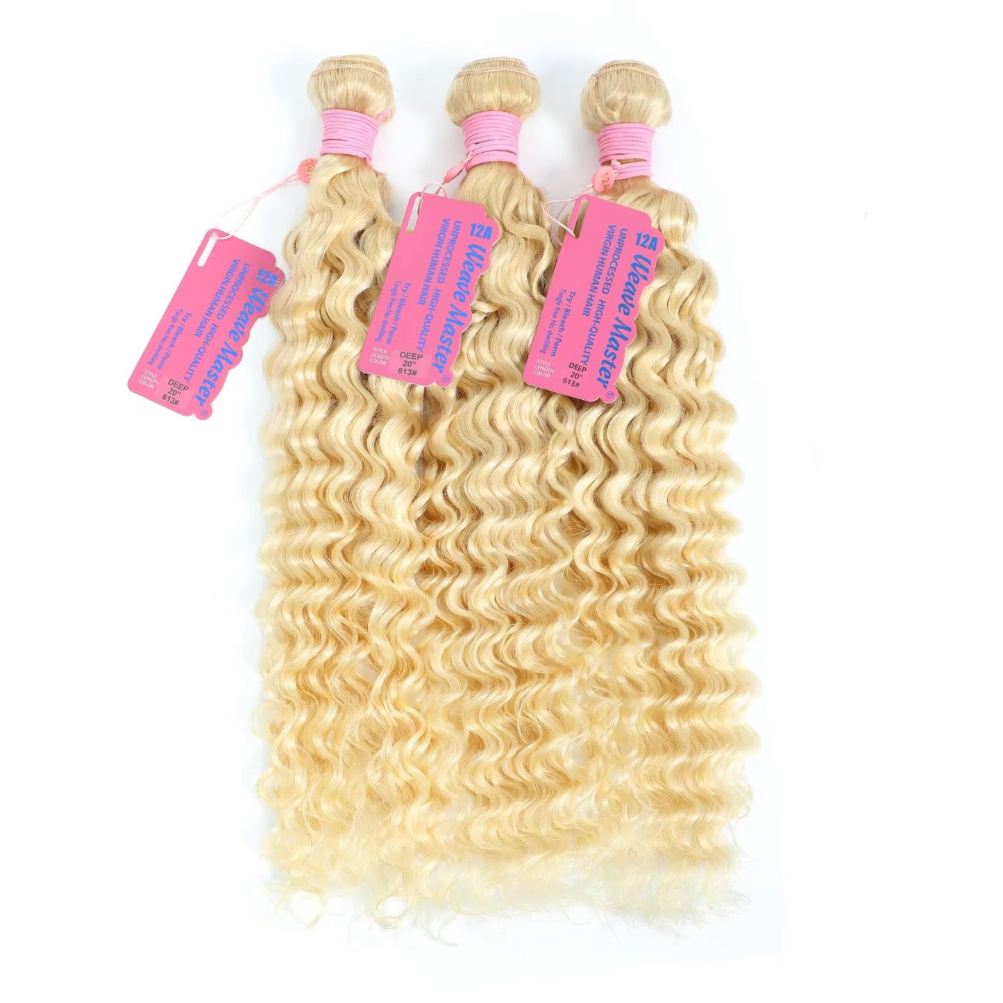 WeaveMaster Deep Wave Bundles Human Hair 12A 100% Unprocessed Virgin Raw Remy Hair 613#