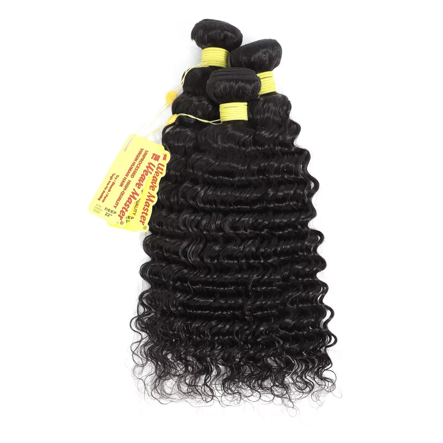 WeaveMaster Deep Wave Bundles Human Hair 11A 100% Unprocessed Virgin Raw Remy Hair 1b#