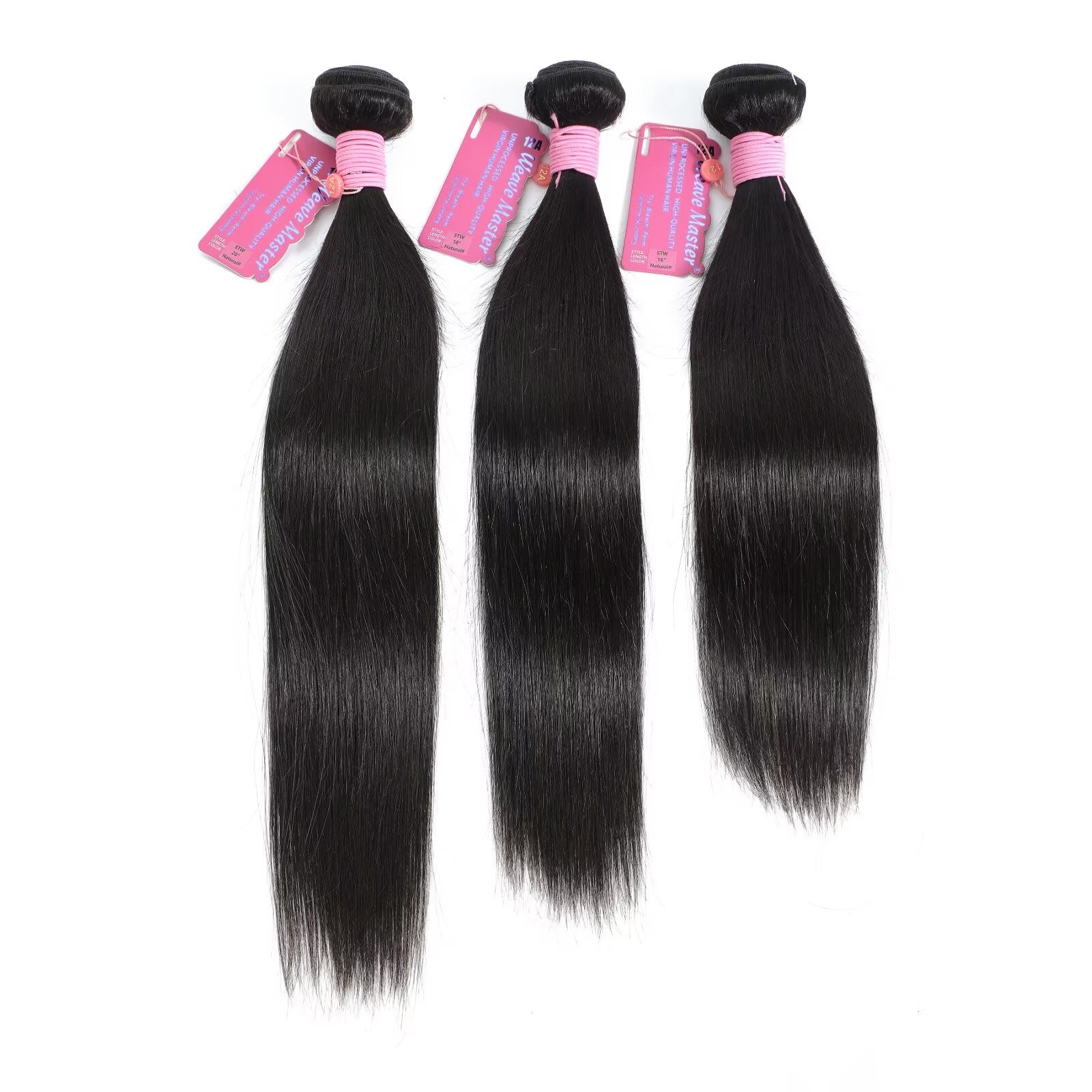 WeaveMaster Straight Bundles Human Hair 12A 100% Unprocessed Virgin Raw Remy Hair 1b#