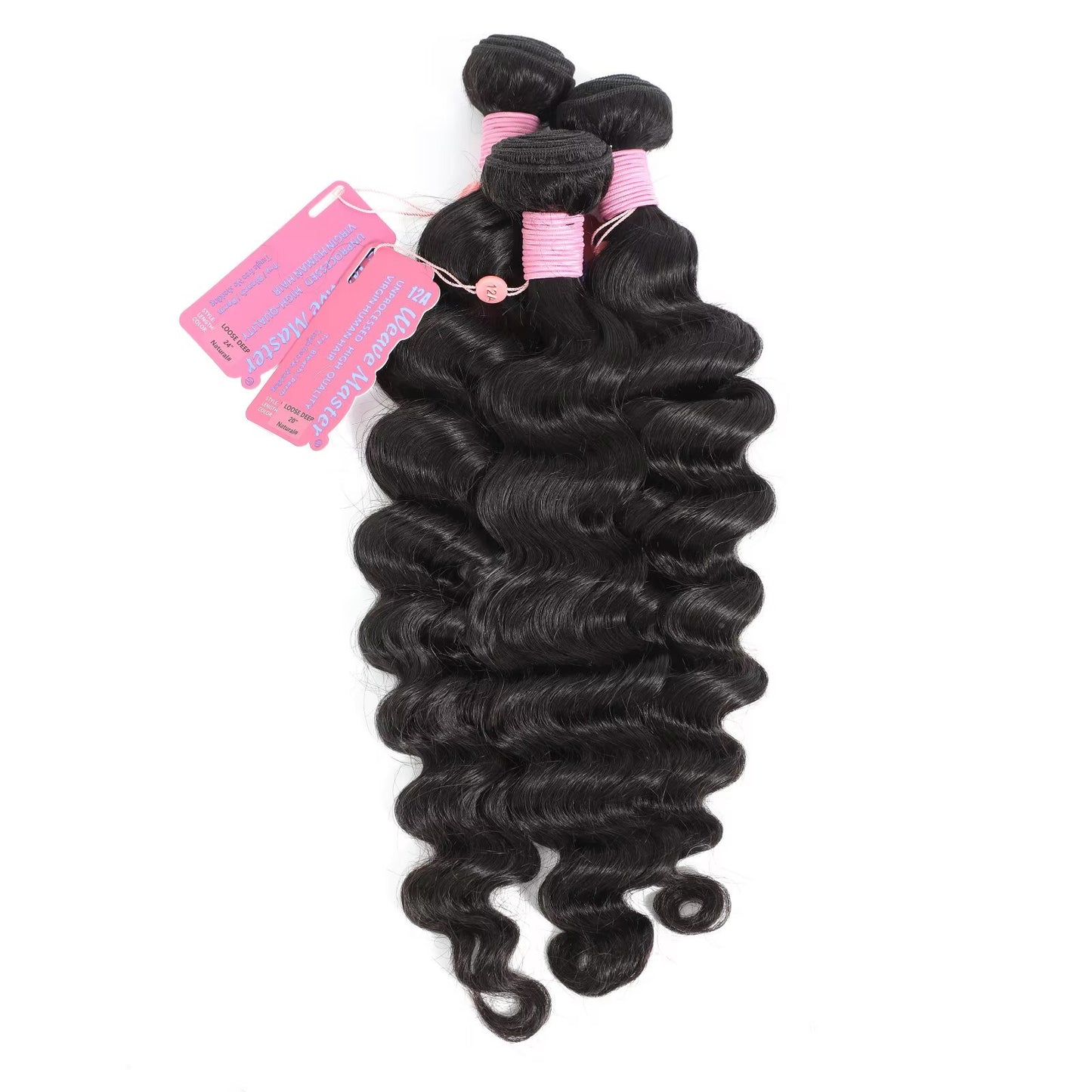 WeaveMaster Loose Deep Bundles Human Hair 12A 100% Unprocessed Virgin Raw Remy Hair 1b#