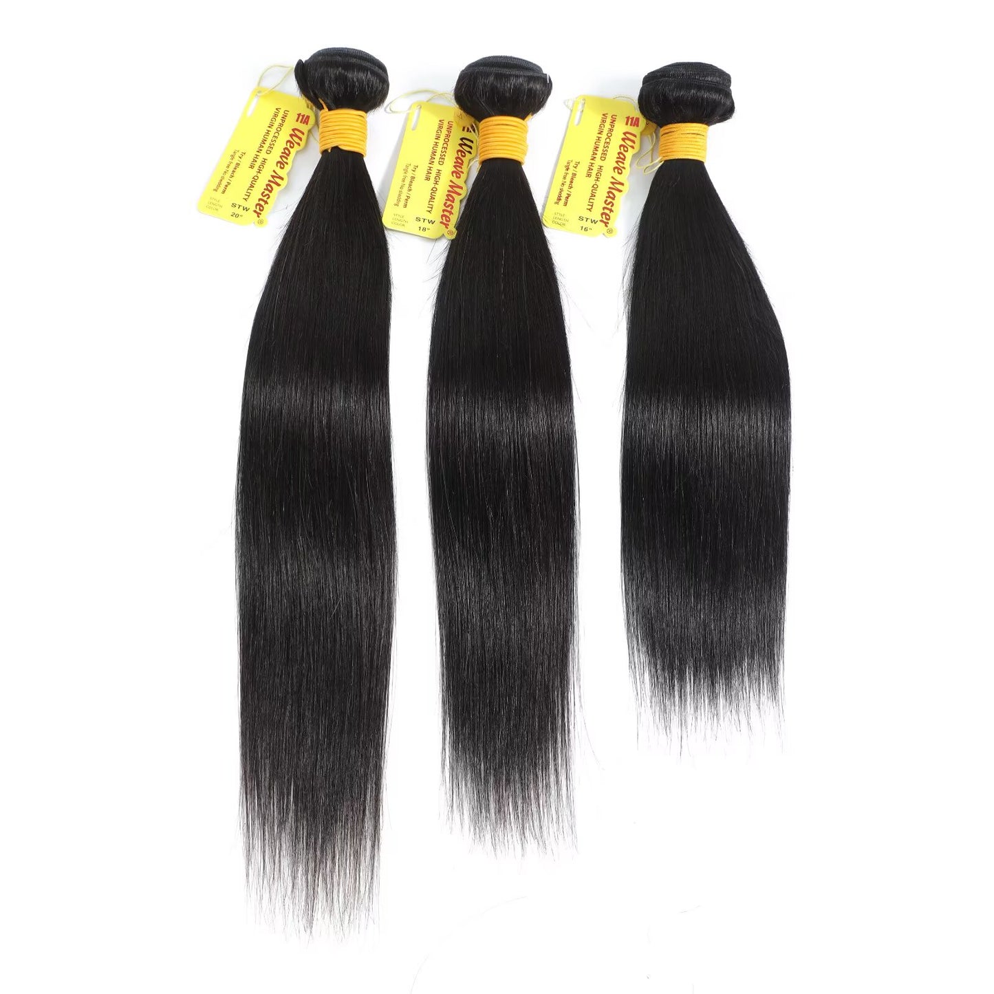 WeaveMaster Straight Bundles Human Hair 11A 100% Unprocessed Virgin Raw Remy Hair 1b#