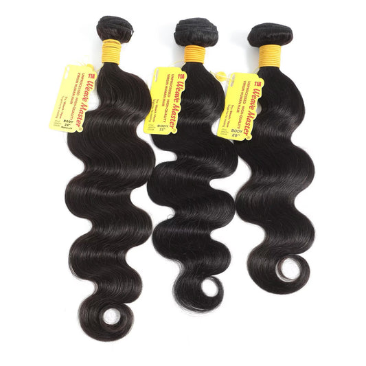 WeaveMaster Body Wave Bundles Human Hair 11A 100% Unprocessed Virgin Raw Remy Hair 1b#