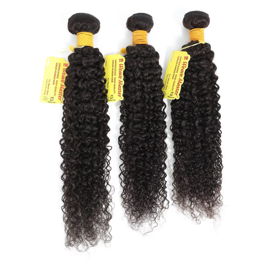 WeaveMaster Jerry Curl Bundles Human Hair 11A 100% Unprocessed Virgin Raw Remy Hair 1b#