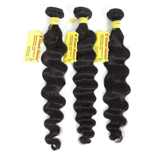 WeaveMaster Loose Deep Bundles Human Hair 11A 100% Unprocessed Virgin Raw Remy Hair 1b#