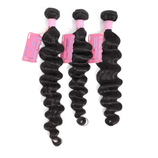 WeaveMaster Loose Deep Bundles Human Hair 12A 100% Unprocessed Virgin Raw Remy Hair 1b#