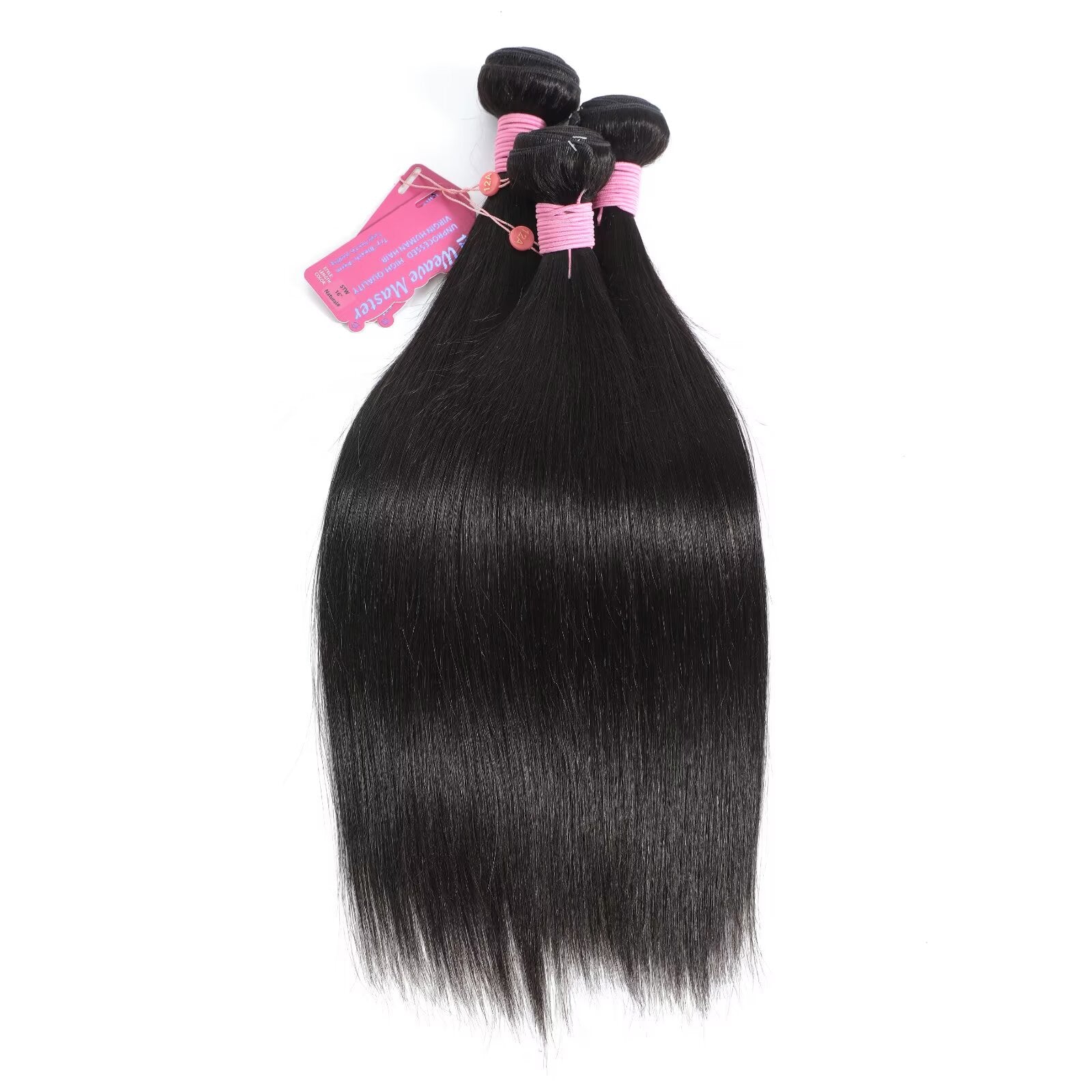 WeaveMaster Straight Bundles Human Hair 12A 100% Unprocessed Virgin Raw Remy Hair 1b#