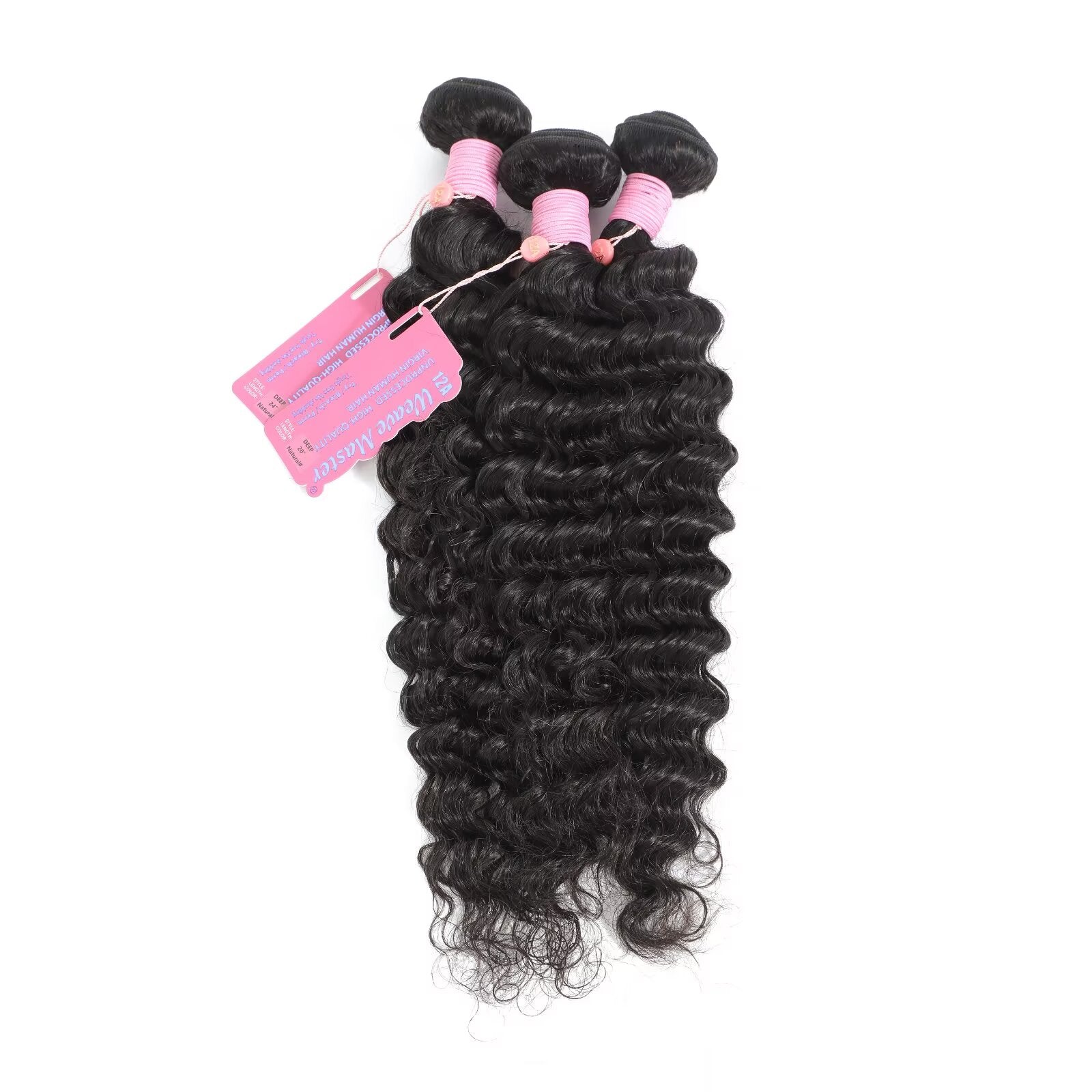 WeaveMaster Deep Wave Bundles Human Hair 12A 100% Unprocessed Virgin Raw Remy Hair 1b#